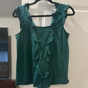 Hinge Teal Ruffled Blouse
